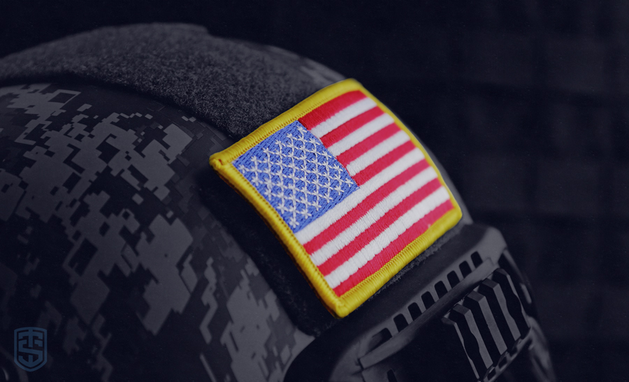 Military Helmet with American Flag